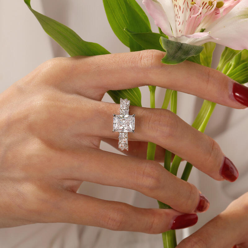 Jeulia Square Aesthetic Geometric Staggered Ring