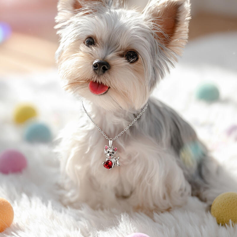 Jeulia Petland Collier Personnalisé Westie Chiot avec Pierre de Naissance