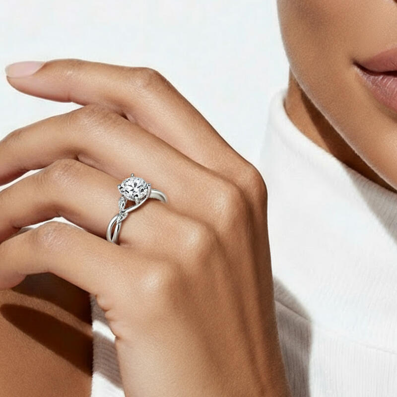 Jeulia Leaf Lab Grown Diamond Engagement Ring 10K/14K/18K Gold Platinum