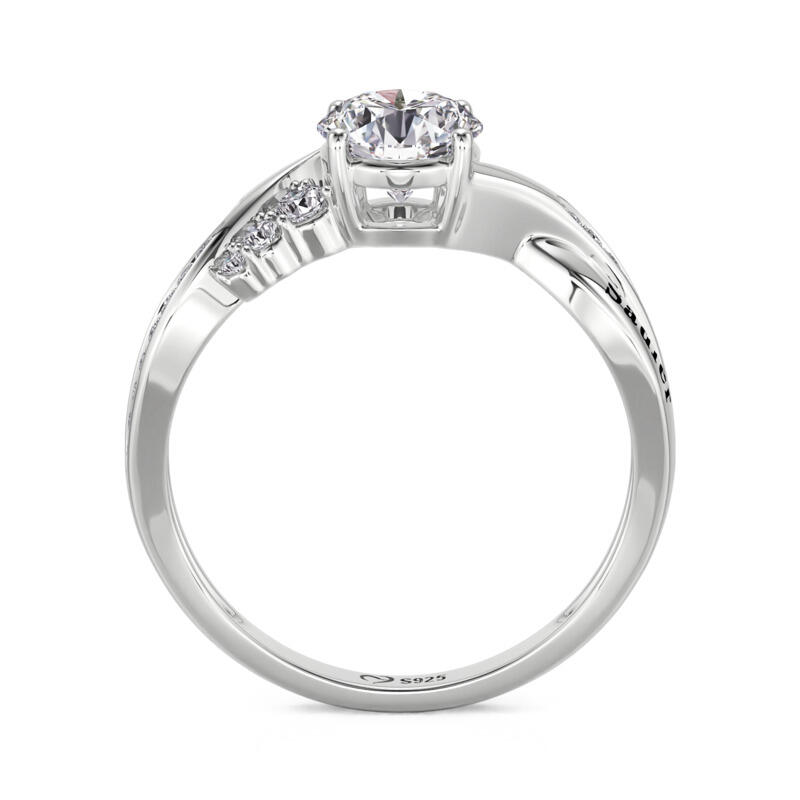Jeulia Custom Engraved Bypass Round Cut Engagement Ring