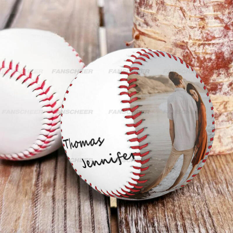 Custom Baseball Names Personalized Baseball with Photo and Names for Couples - Fanscheer