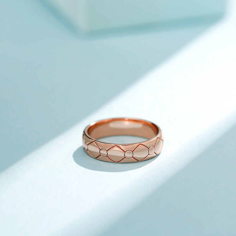 Jeulia "Eternal Love" Rose Gold Tone Sterling Silver Men's Band