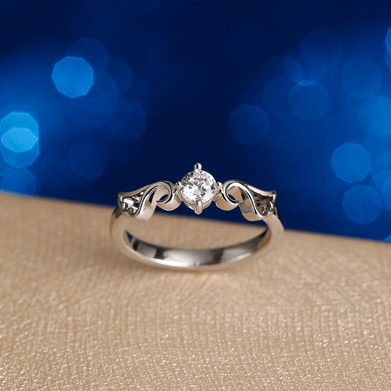 Jeulia "Angel Wings" Round Cut Sterling Silver Ring