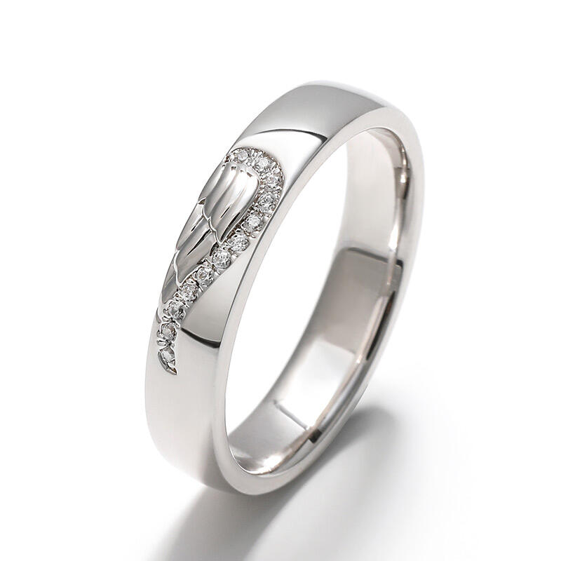 Jeulia Angel Wing Creative Engraved Sterling Silver Women's Band