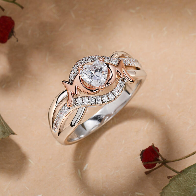 Jeulia Anillo para mamá corazón de plata esterlina para mujeres