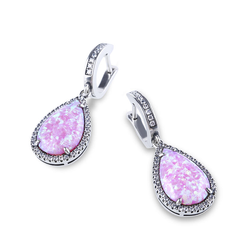 Jeulia Aretes Con Rosa-Púrpura de Ensueño de Ópalo
