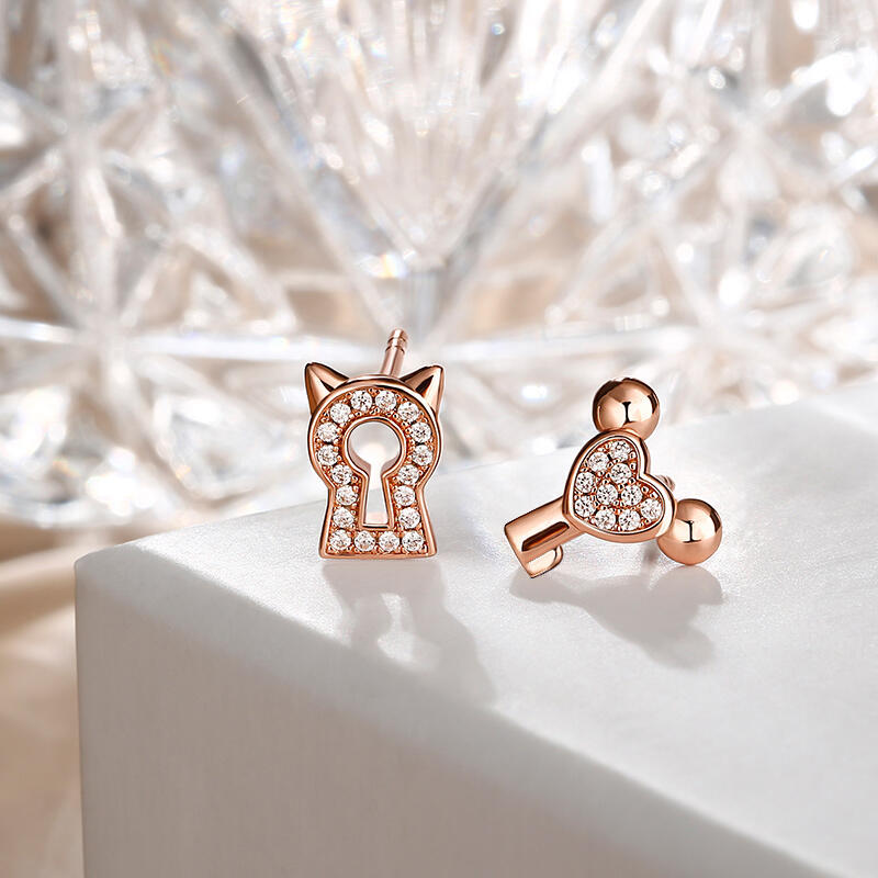 Jeulia "Key to Your Heart" Sterling Silver Children's Earrings