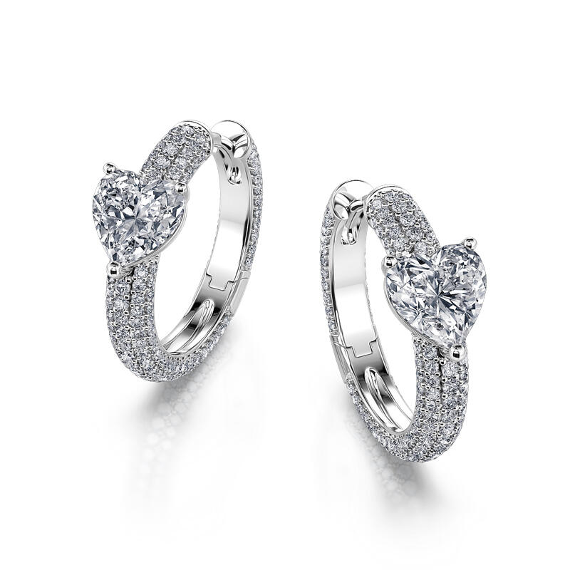 Jeulia "Enduring Radiance" Heart Cut Sterling Silver Hoop Earrings