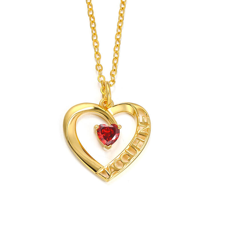 Jeulia Personalized Name Heart Birthstones Sterling Silver Necklace