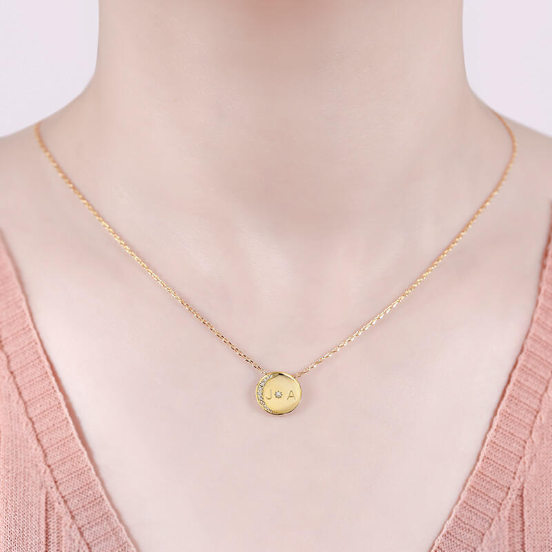 Jeulia "Moon and Sun" Personalized Sterling Silver Necklace
