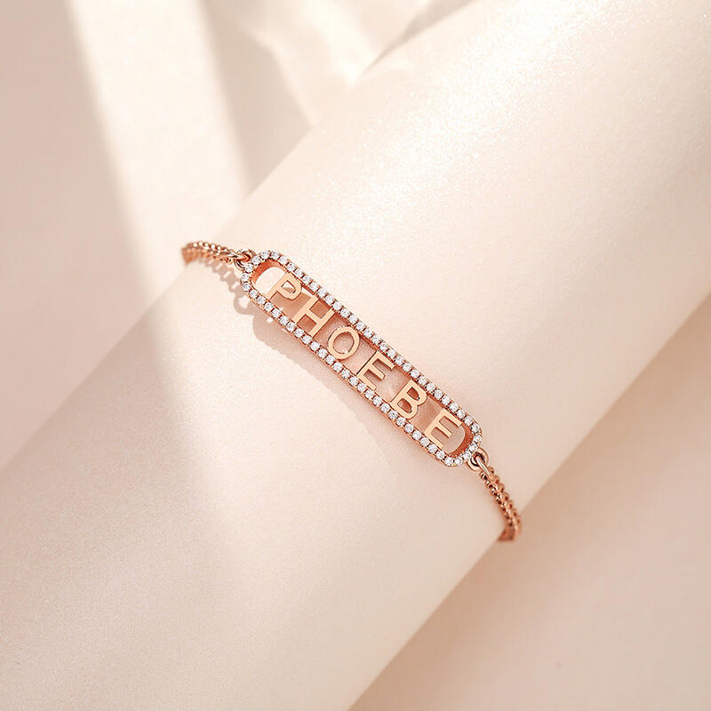 Jeulia Pulsera simple de plata personalizada de nombre para mujer