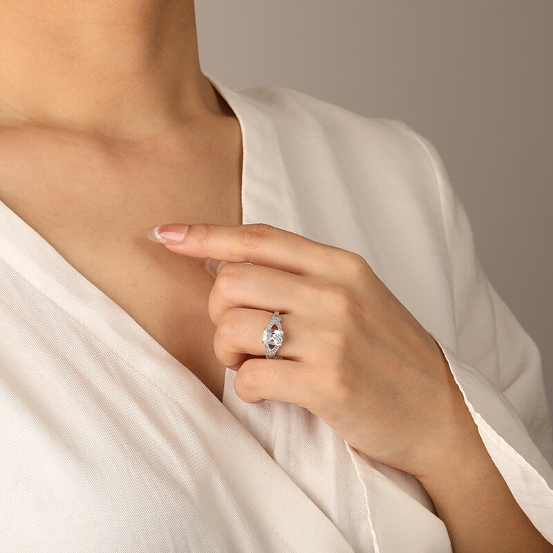 "A Little Romance" Radiant Cut Side Stone Engagement Ring
