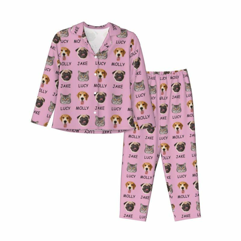 Gepersonaliseerde pyjama met foto en naam van je geliefde huisdier Aantrekkelijk warm cadeau voor dierenliefhebbers