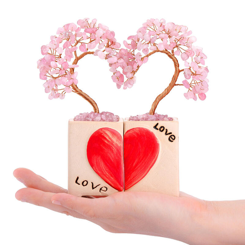 Jeulia "Loving Vibes" Heart-Shaped Natural Rose Quartz Feng Shui Tree