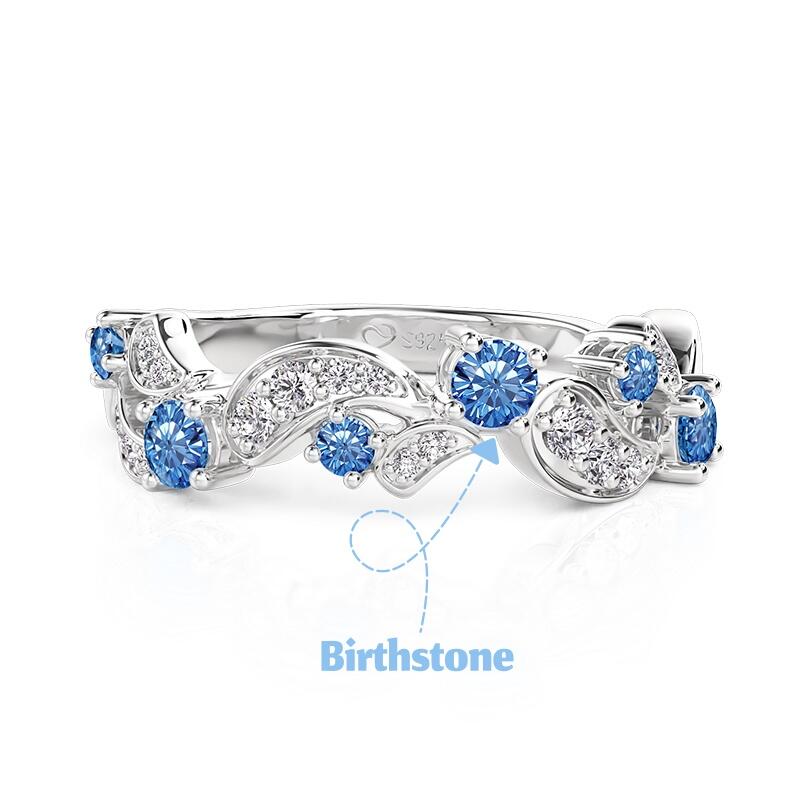 Jeulia Bague Vague avec Pierre de Naissance Personnalisée en Argent Sterling