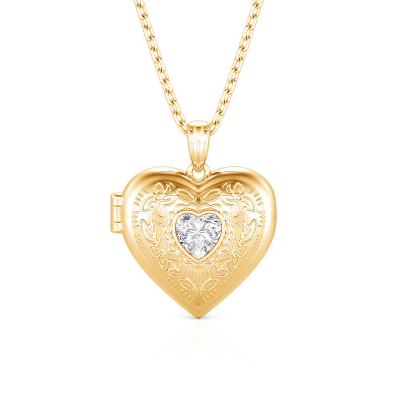 Jeulia Collar Medallón de Foto Corazón Personalizado Vintage con Piedra de Nacimiento