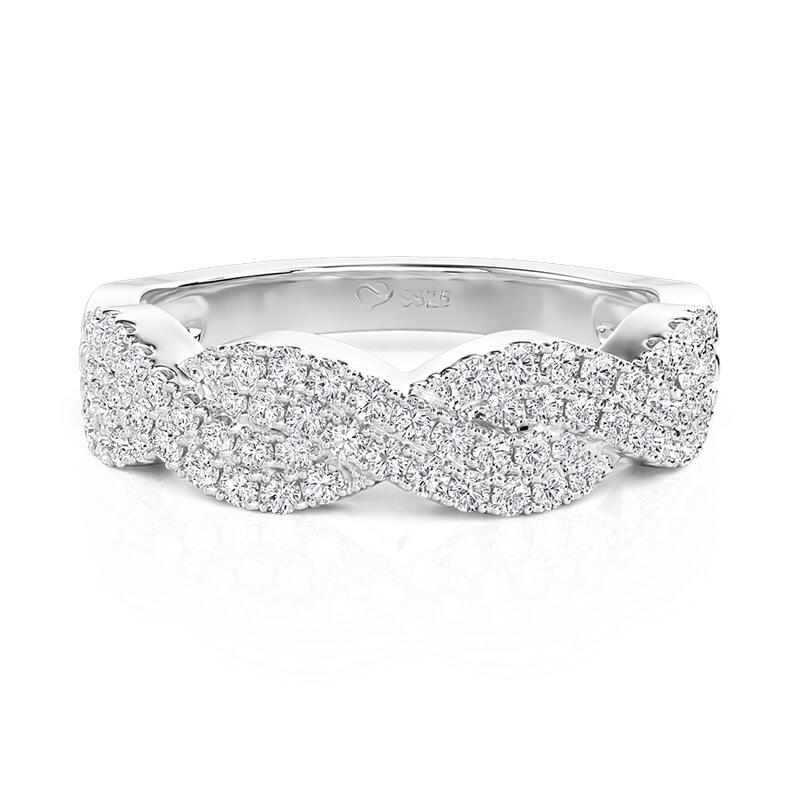 Jeulia Classic Double Twist Eternity Wedding Band