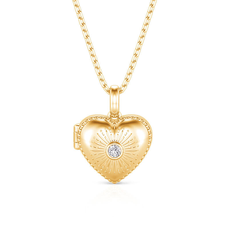 Jeulia Custom Double Sided Engraved Heart Photo Locket Necklace