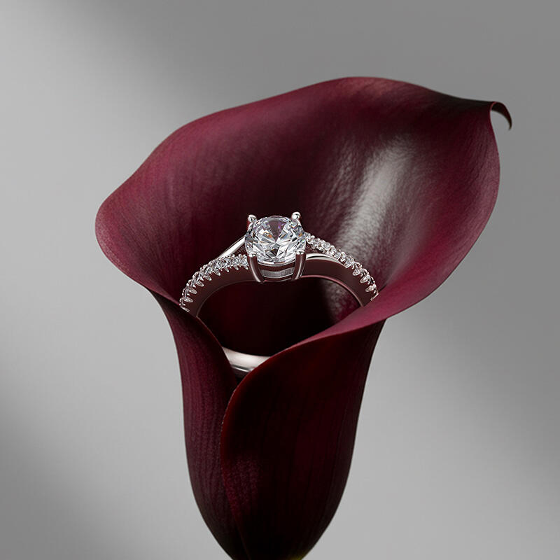 Jeulia Classic Split Shank Round Cut Engagement Ring