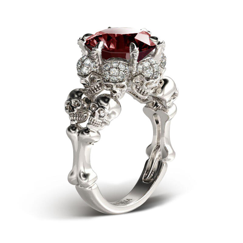 Jeulia Anillo Vintage De Caravera De Talla Redonda En Plata De Ley