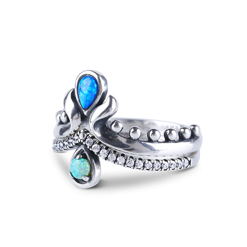 Jeulia Mermaid Teardrop Stackable Opal Ring