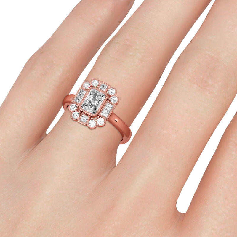 Jeulia Milgrain Emerald Cut Sterling Silver Ring