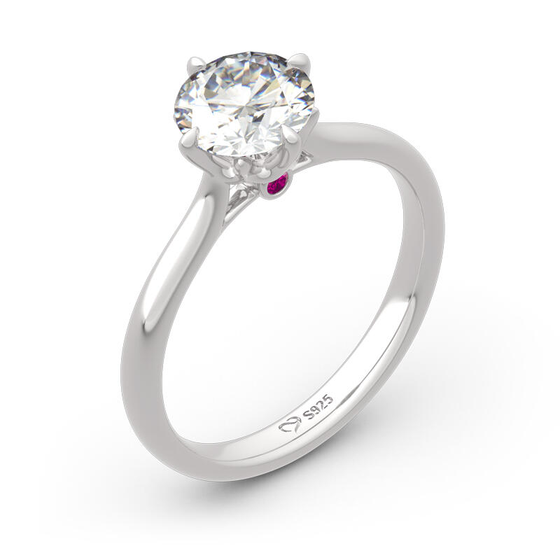 Jeulia Fork Design Round Cut Sterling Silver Ring