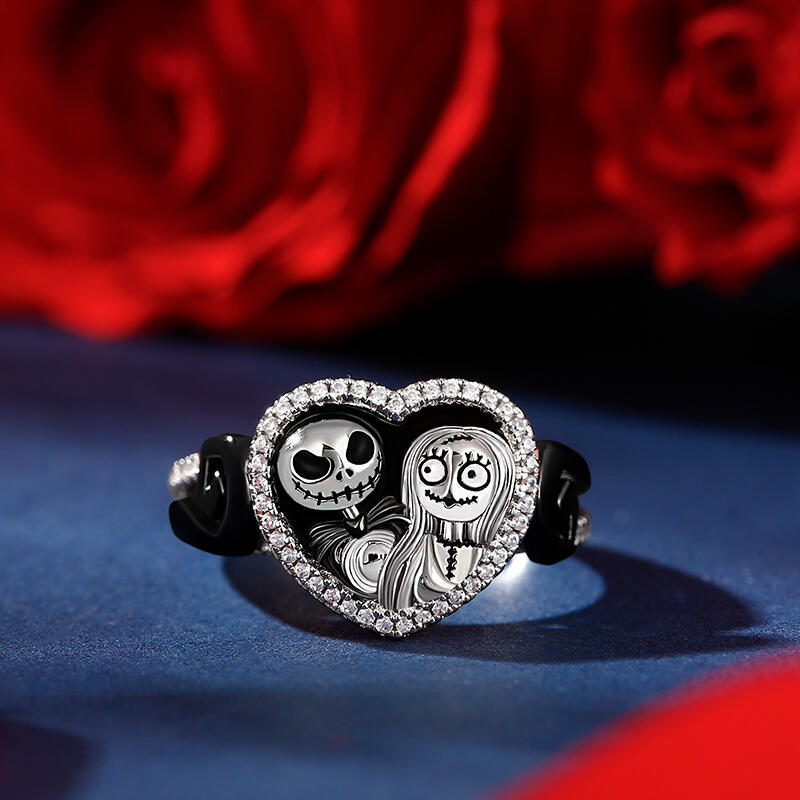 Jeulia Anillo con pareja de calaveras de plata de ley en dos tonos