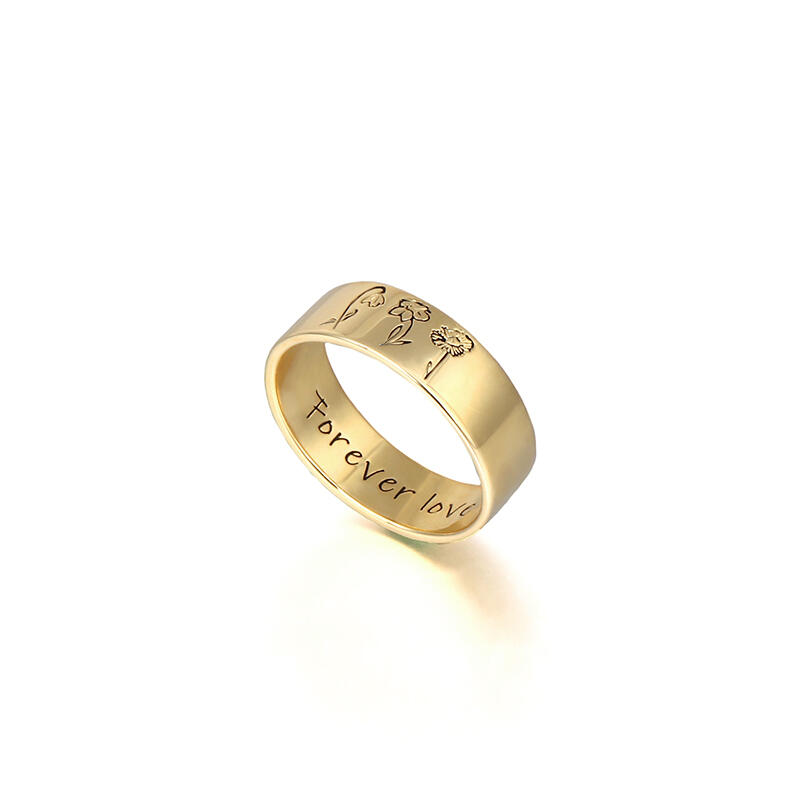 Custom Birth Flower Ring With Text