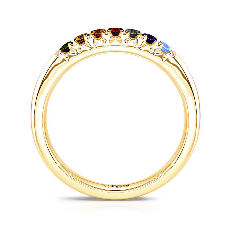 Jeulia Multi-Stone Rainbow Sterling Silver Ring