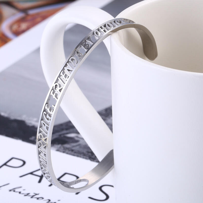 "You Are Mine" Personalized  Hollow-Carved Design Bangle For Men Stainless Steel