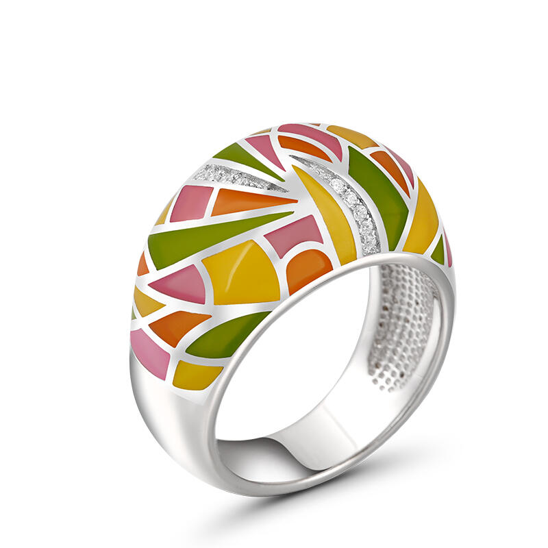 Jeulia "Sunlight" Enamel Sterling Silver Women's Band