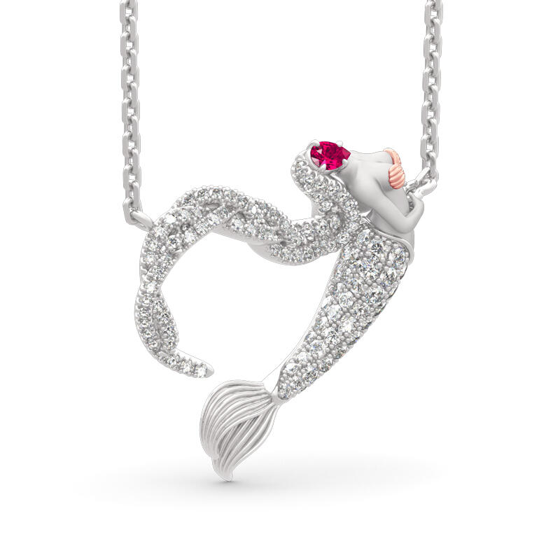 Jeulia "Ocean's Light" Sterling Silver Mermaid Gift Necklace for Valentine's Day