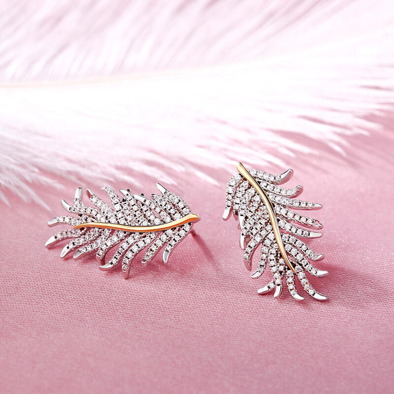 Jeulia "Feathers Appear When Angels Are Near" Sterling Silver Earrings