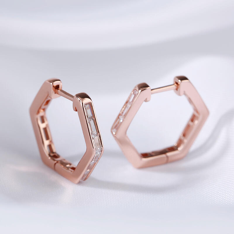 Jeulia Geometric Design Sterling Silver Hoop Earrings