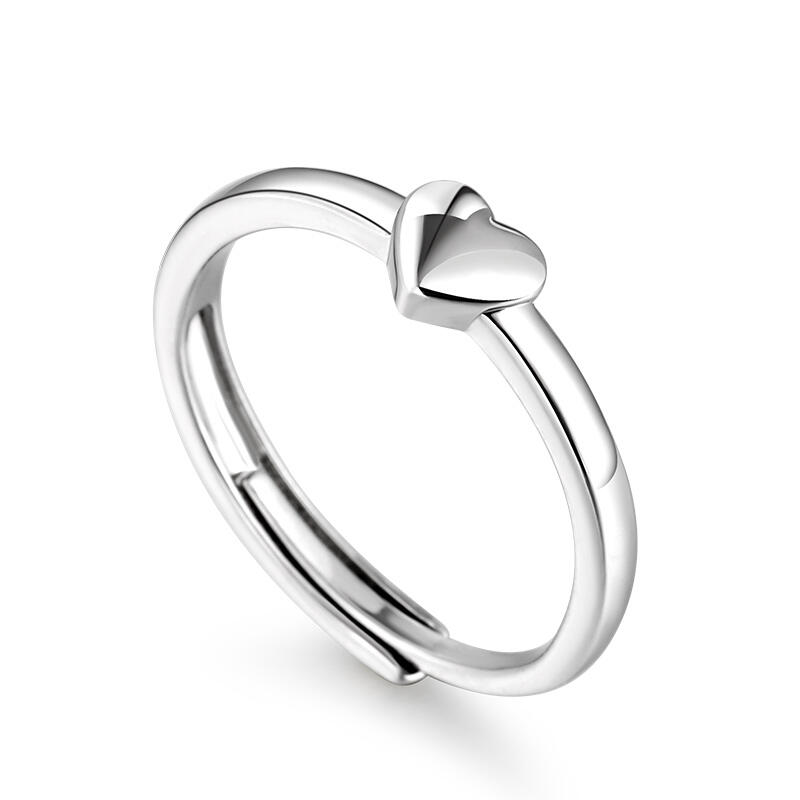 Jeulia "Vows of Love" Heart Design Adjustable Sterling Silver Women's Band