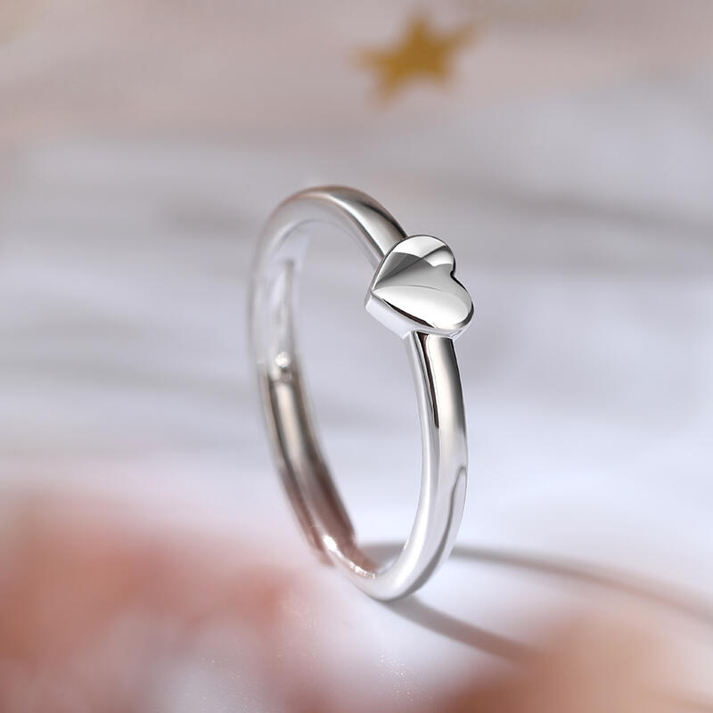 Jeulia "Vows of Love" Heart Design Adjustable Sterling Silver Women's Band