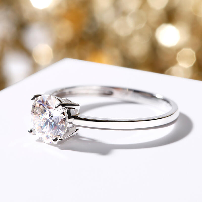 Jeulia Anillo 10K/14K/18K Oro De Talla Redonda Con Solitario En Oro