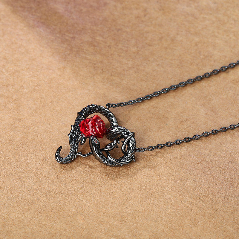 Jeulia Srebrny naszyjnik z motywem węża Kiss My Rose