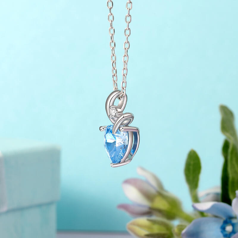 Jeulia Twist Personalized Heart Necklace with Two Birthstones