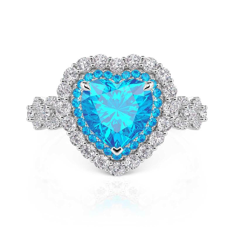 Jeulia Custom Double Halo Heart Infinity Promise Ring with Birthstone