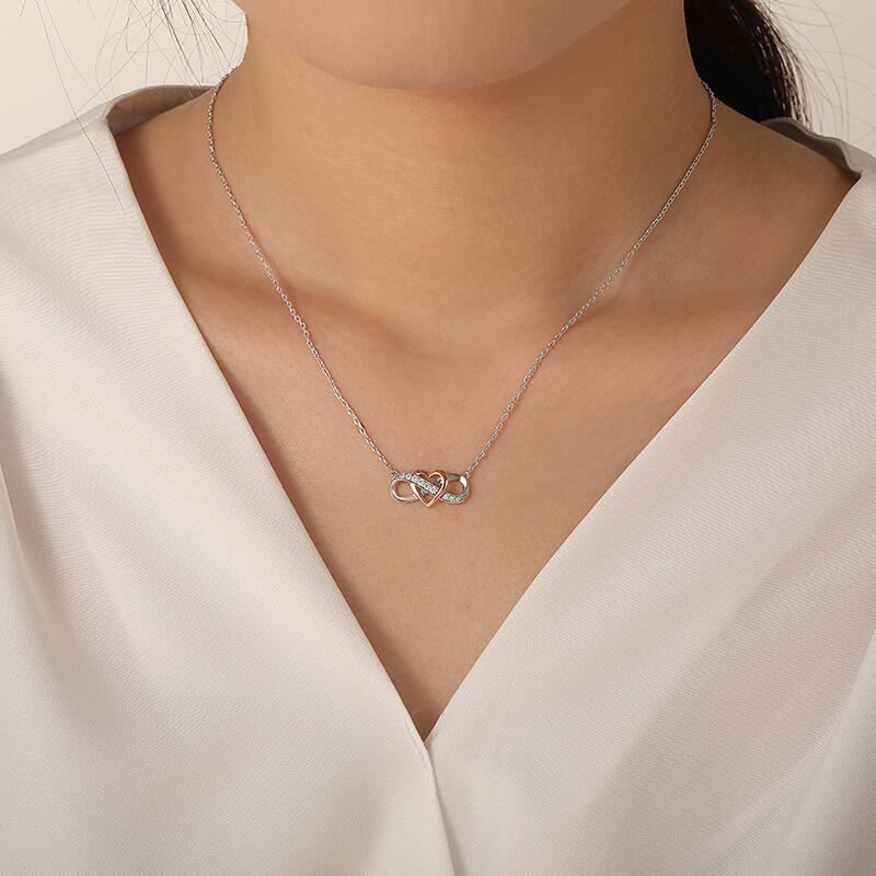 Jeulia Collier Cœur Infini Bicolore Personnalisé en Argent Sterling
