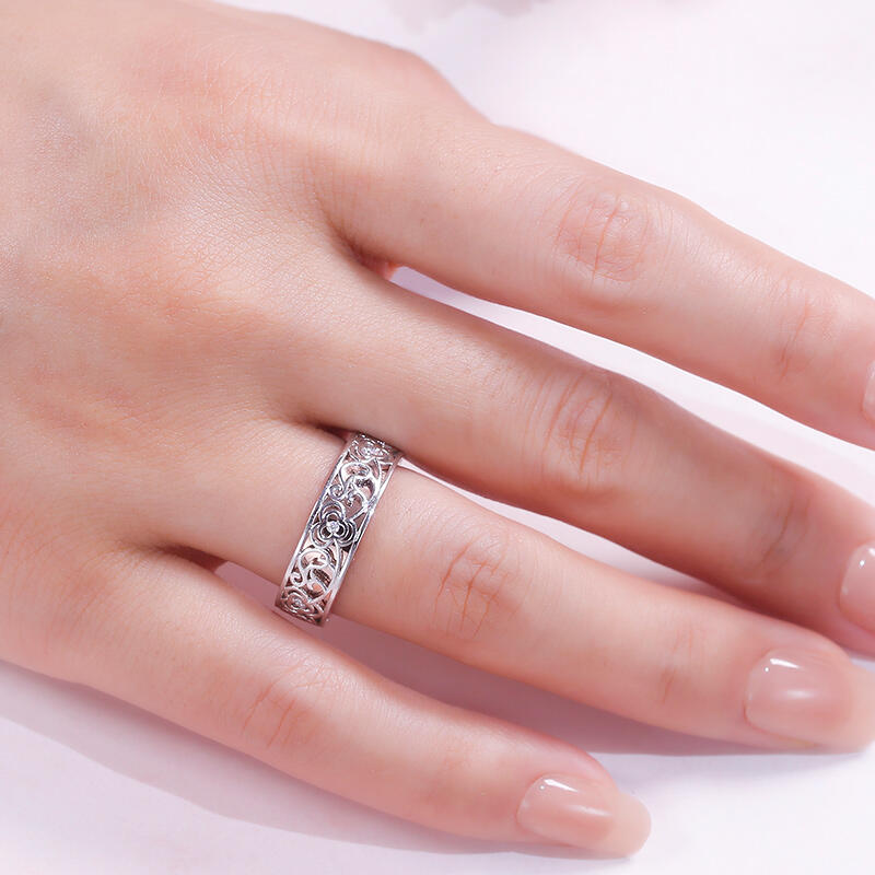 Jeulia Rosegold & Silber Zweifarbig Rundschliff Sterling Silber Damen Bandringe