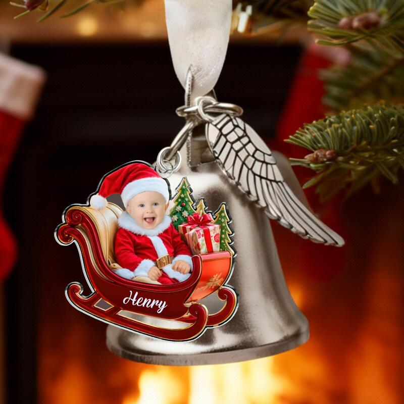 Personalized Picture Bell Ornament with Custom Name Exquisite Gift for Christmas