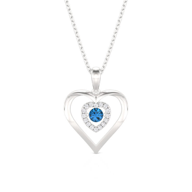Jeulia Custom Double Heart Dancing Stone Necklace with Birthstone