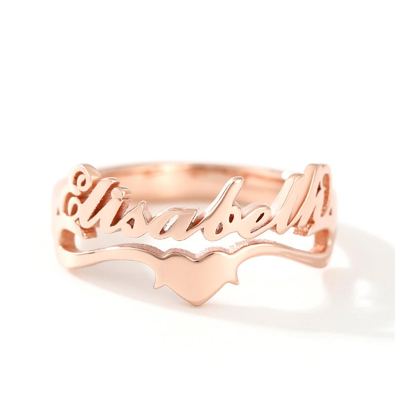 Jeulia "Keep Love in Your Heart" Personalized Sterling Silver Name Ring