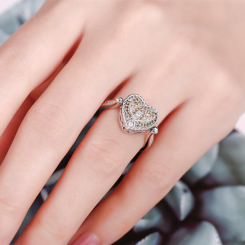 Jeulia "Keep Me In Your Heart" Tulip Sterling Silver Personalized Photo Ring (With A Free Chain)