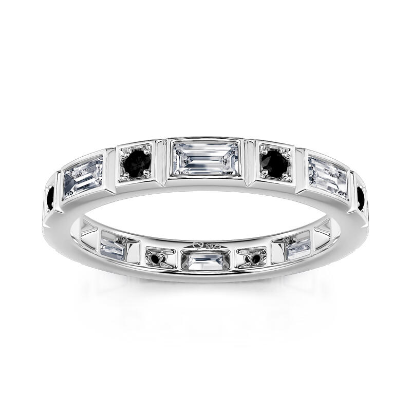 Jeulia Bague pour Homme Alternance de Pierres Rondes Coupe Émeraude en Argent Sterling