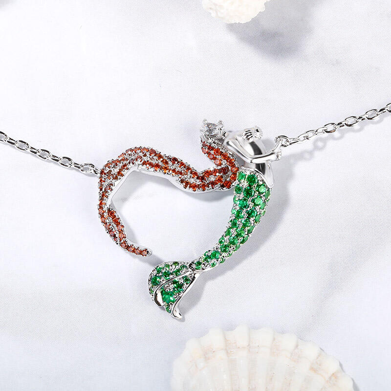 Jeulia "Ocean's Light" Sterling Silver Mermaid Gift Necklace for Valentine's Day