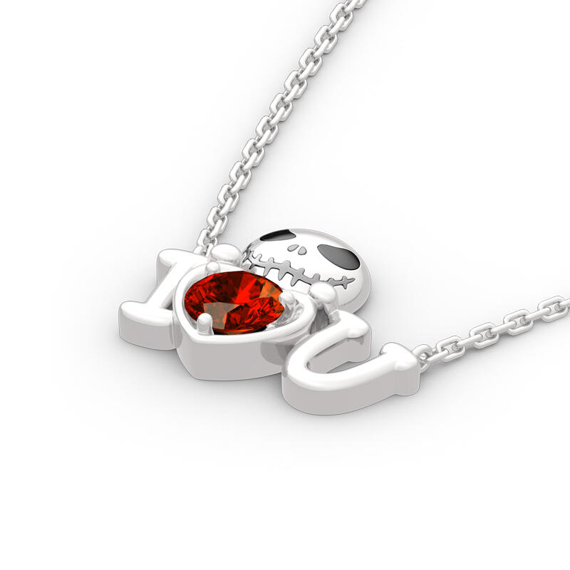 Jeulia Collar de plata de ley de corte redondo con diseño de calavera